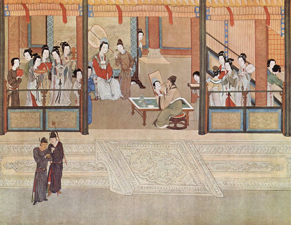 „Пролетна утрин в двореца Хан“, картина на Цю Ин, около 1494 г. 992px Chiu Ying 001