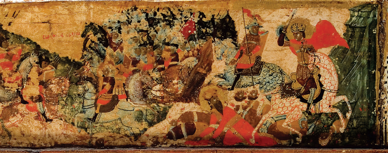 Битката при Велбъжд - фреска в манастира Високи Дечани Battle of Velbud detail from Visoki Deani