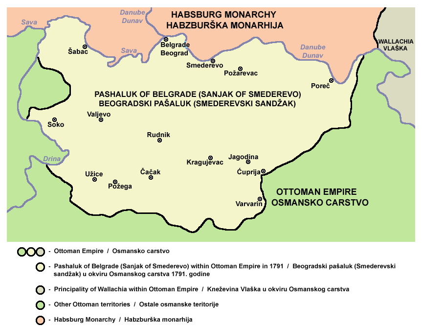 Белградски пашалък - ок. 1790 г. Belgrade pashaluk