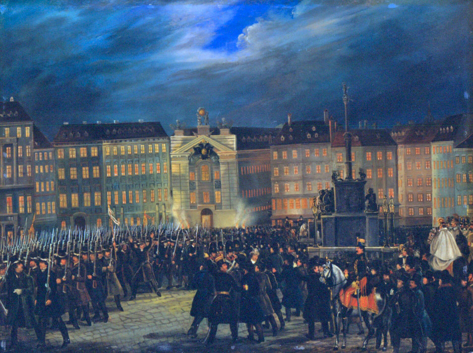 HGM Revolution 1848 Defile der Nationalgarde auf dem Platz am Hof in Wien