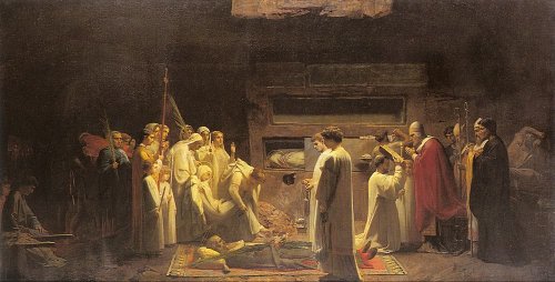 Погребение на мъченици в катакомбите - Ш. Левеншпе, 1855