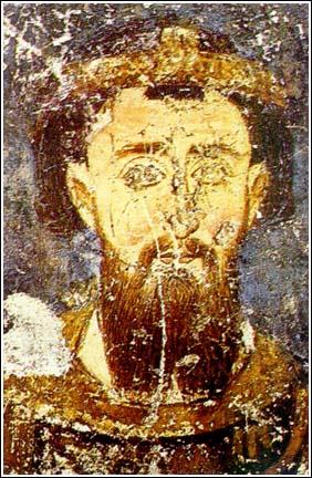 Stefan the First Crowned fresco from Mileeva
