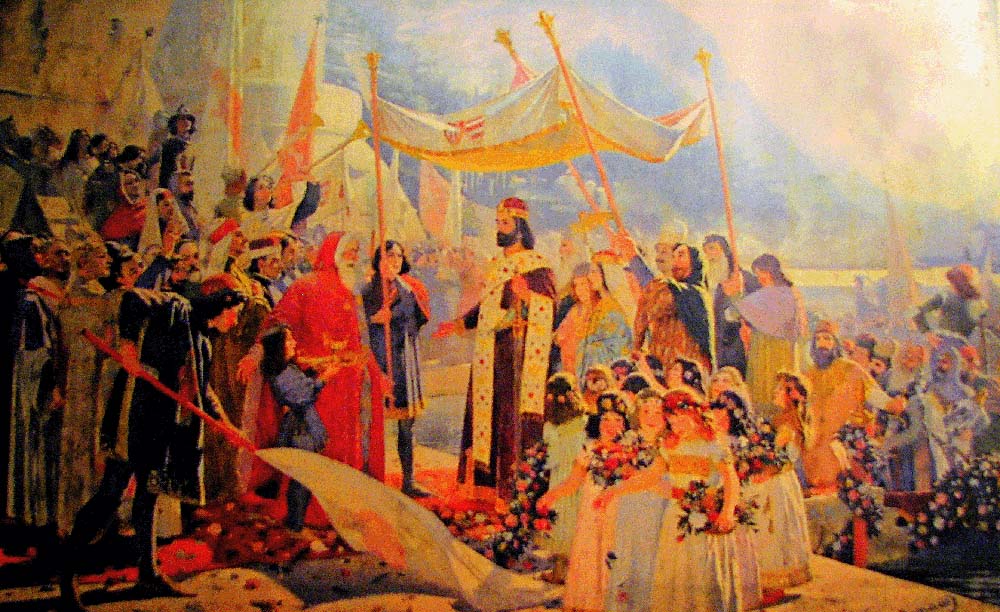 Цар Стефан Душан в Дубровник. Картина на Марко Мурат (1864-1944)