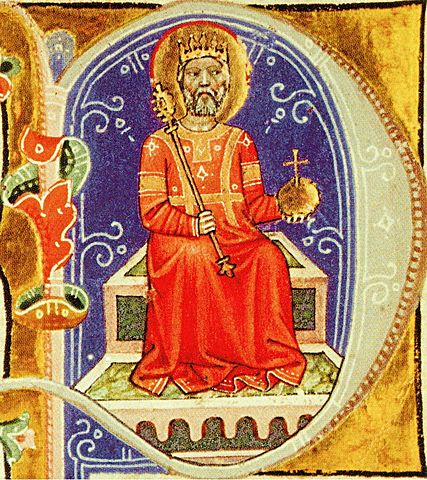 Stephen I on the throne Chronicon Pictum 040