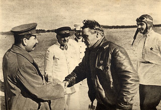 Chkalov Stalin and Belyakov. August 10 1936