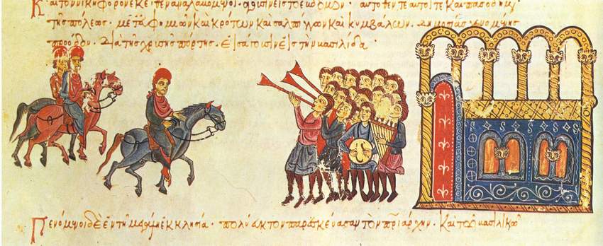 Entrance of the emperor Nikephoros Phocas 963 969 into Constantinople in 963 from the Chronicle of John Skylitzes