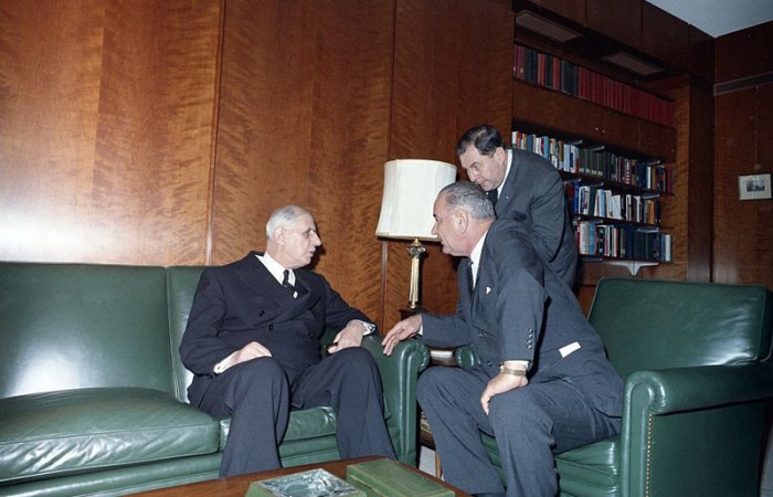 Дьо Гол и Линдън Джонсън във Вашингтон, 1963